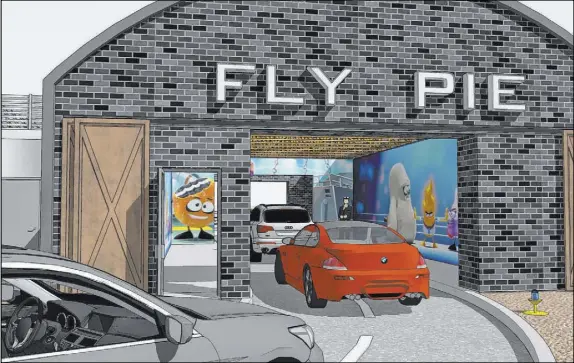  ?? ?? After ordering and paying, Fly Pie customers will enter the tunnel and view original animated short films.
Fly Pie