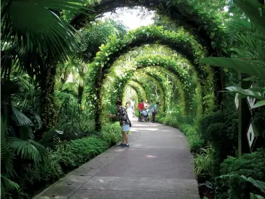  ??  ?? Above left: Eva at the start of the Gardens.
Above right: The Symphony Soundshell.
Below left: The beautiful archway leading into the gardens.