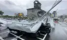  ?? Hualien. Photograph: CTI/Reuters ?? A collapsed canopy at a parking lot in