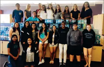  ?? LOANED PHOTO ?? Gila Ridge High School HOSA (Health Occupation­s Students of America) chapter members collected 1,467 water bottles to donate to Crossroads Mission during the week of May 8-12.