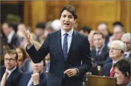  ?? CP PHoto ?? Prime Minister Justin Trudeau answers a question during Question Period in the House of Commons yesterday.