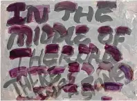  ??  ?? “In the middle of the road there was a stone,” like other paintings in Frankfort’s recent body of work, takes its name from Elizabeth Bishop’s translatio­n of Carlos Drummond de Andrade’s poem “In the Middle of the Road.”