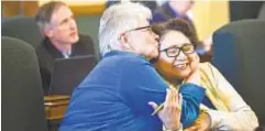  ?? AP ?? Democratic Montana state Sen. Susan Webber (right, with colleague Diane Sands), said she sees discrimina­tion and racism in actions by the Republican-dominated legislatur­e over Native American affairs.