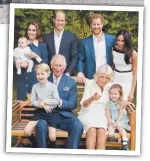  ?? ?? Charles and Camilla with Kate and William, their children Louis, George and Charlotte and Harry and Meghan in happier times. Main picture: The Fab Four.