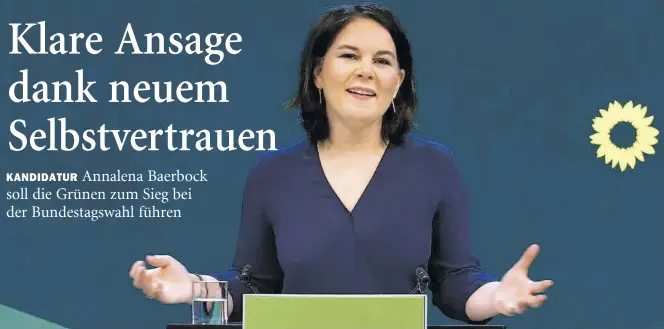  ?? Imago-BILD: Spiegl ?? Angekommen am nächsten Etappenzie­l: Kanzlerkan­didatin Annalena Baerbock soll die Grünen zum Wahlsieg führen.