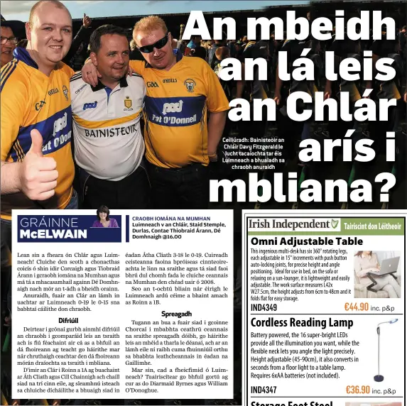  ??  ?? Ceiliúradh: Bainisteoi­r an Chláir Davy Fitzgerald le lucht tacaíochta tar éis Luimneach a bhualadh sa chraobh anuraidh