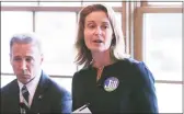  ?? Tyler Sizemore / Hearst Connecticu­t Media ?? Jill Oberlander with Fred Camillo while they were campaignin­g for Greenwich first selectman in 2019.