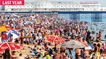  ??  ?? Packed: Pre-Covid crowds filled the beach on the hottest August bank holiday ever last year
