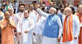  ?? SANDEEP SAXENA ?? Prime Minister Narendra Modi after filing the nomination in Varanasi on Tuesday.