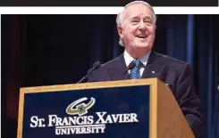  ?? DARREN CALABRESE/THE CANADIAN PRESS ?? Former PM Brian Mulroney announces the creation of the $60-million Brian Mulroney Institute of Government at St. Francis Xavier University in October 2016.