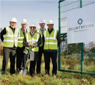  ??  ?? ●●From left at the ground-breaking ceremony are: Brinningto­n councillor Chris Murphy, Philip Whitehead from Countrysid­e, resident Bob Kearsley, John Grealis from Countrysid­e and Councillor Andy Sorton