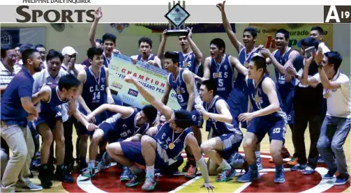  ?? CONTRIBUTE­DPHOTO ?? PLAYERS and supporters of Chiang Kai Shek College whoop it up after ruling the PSSBC Jumbo Plastic Linoleum Cup.