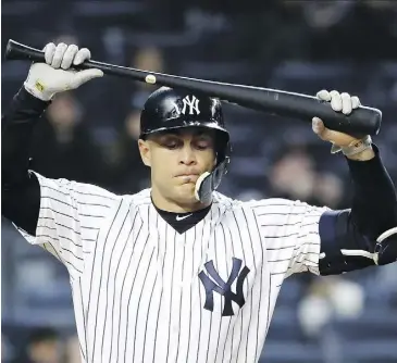  ?? ELSA/GETTY IMAGES ?? Giancarlo Stanton heard boos again from the New York Yankees faithful this week as he went 0-for-7 in a pair of games.