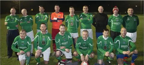  ??  ?? The Wicklow Rovers over-40s squad who lost out to their Arklow Town counterpar­ts.