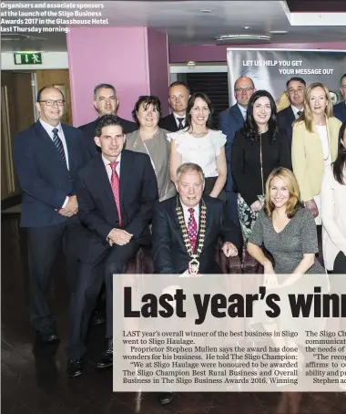  ??  ?? Organisers and associate sponsors at the launch of the Sligo Business Awards 2017 in the Glasshouse Hotel last Thursday morning.