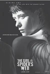  ?? — Gambar AFP ?? AKTRES PILIHAN: Claire Foy (kiri) dan Fede Alvarez semasa tayangan perdana New York filem ‘The Girl In The Spider’s Web’ yang diadakan di Henry Luce Theater, New York City pada 4 November lepas.