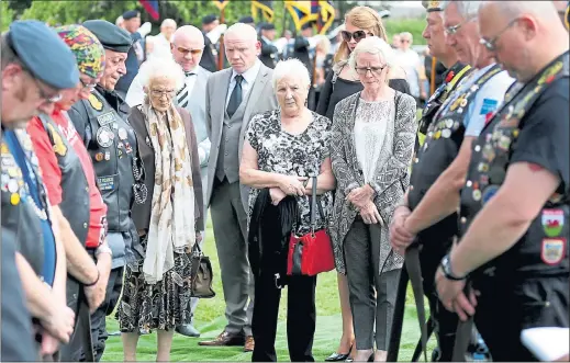  ??  ?? POIGNANT MOMENT: Ex-servicemen and care worker were among those who paid their final respects at the funeral of Scottish soldier Stewart Cooney.