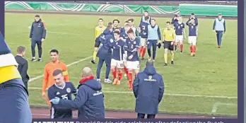  ??  ?? PARTY TIME Donald Park’s side celebrate after defeating the Dutch