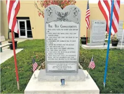  ?? NEW MEXICAN FILE PHOTO ?? The Ten Commandmen­ts monument at Bloomfield City Hall. The U.S. Supreme Court on Monday sided with a lower court that ordered the city to remove a Ten Commandmen­ts monument from the lawn outside City Hall.