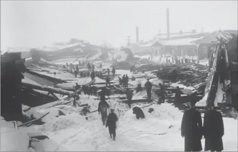  ?? THE CANADIAN PRESS FILE PHOTO ?? The aftermath of the 1917 Halifax ship explosion. Evidence of the massive explosion which killed almost 2,000 people in 1917 is littered across the city.