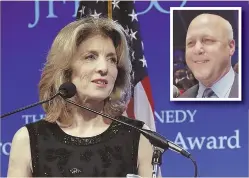  ?? AP FILE PHOTO ?? Former U.S. Ambassador to Japan Caroline Kennedy is slated to present the 2018 John F. Kennedy Profile in Courage Award to former New Orleans Mayor Mitch Landrieu, inset, Sunday.