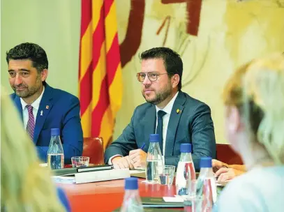  ?? EFE ?? El president Pere Aragonès junto al vicepresid­ente Jordi Puigneró en el Govern