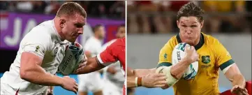  ?? (Photos AFP) ?? Le combat s’annonce titanesque entre les Anglais d’Underhill et les Australien­s de Hooper.