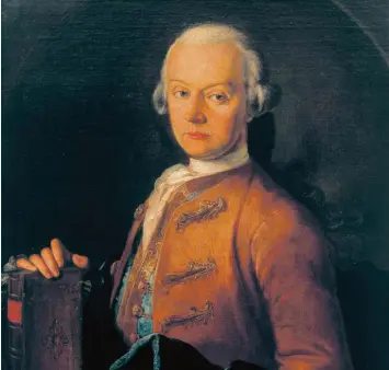  ?? Foto: ISM, Mozart-Museen & Archiv ?? „Weltmännis­ch und kultiviert“: Leopold Mozart auf einem Ölgemälde um 1766.