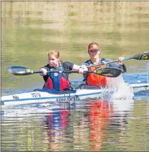  ??  ?? DOUBLE BID: After winning their second successive Breede title at the weekend, Alex Adie, front, and Nikki Mocké are targeting the Hansa Fish Canoe Marathon women’s title next month