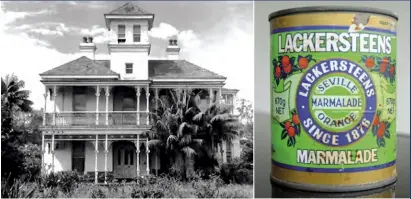  ??  ?? ABOVE LEFT Glendowner, the Lackerstee­n family home at 1 Constituti­on Rd Ryde. ABOVE Lackerstee­n’s famous product. BELOW Map showing the location of Lackerstee­n Park, just off the now M1 Motorway near Gosford, NSW.