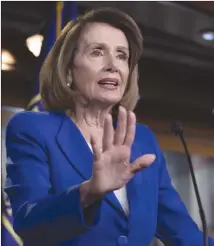  ?? The Associated Press ?? House Speaker Nancy Pelosi talks during a Friday news conference on border security.