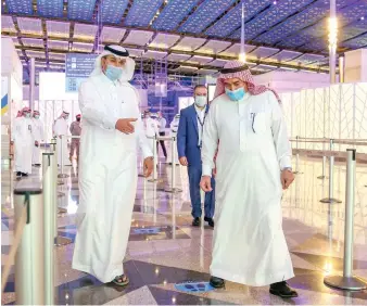  ?? Supplied ?? Transport Minister Saleh Al-Jasser inspects the readiness of Terminal 1 at King Abdul Aziz Internatio­nal Airport.