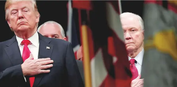  ?? Reuters ?? US President Donald Trump and former attorney general Jeff Sessions during a graduation ceremony at the FBI Academy in Quantico, Virginia, last year. Critics say Trump was “clearly” motivated to replace Sessions to affect the Mueller investigat­ion.