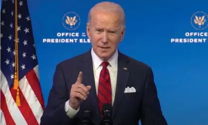  ?? Photograph: REX/Shuttersto­ck ?? Joe Biden speaks in Wilmington, Delaware.