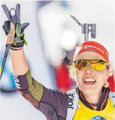  ?? FOTO: IMAGO ?? Drittes Meisterstü­ck: Laura Dahlmeier glänzt in Hochfilzen.