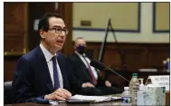  ?? (AP/Graeme Jennings) ?? Treasury Secretary Steven Mnuchin testifies last month before a House subcommitt­ee. He is causing frustratio­n among Senate Republican­s who believe his stimulus funding proposals are too high.