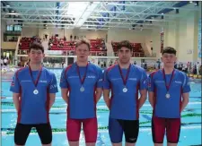  ??  ?? Sligo Senior 4x100m IM Relay team, David Woods, Peter Mooney, Ronan Anderson and Anthony Maher.