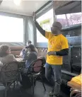  ?? ROBERT NOTT/NEW MEXICAN FILE PHOTO ?? Loveless Johnson III of Smart Progress New Mexico in April speaks to a group of people at Boxcar Bar and Grill.