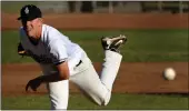  ?? ROBERT TONG — MARIN INDEPENDEN­T JOURNAL FILE ?? San Rafael Pacifics starting pitcher Jared Koenig throws against the Martinez Clippers on June 30, 2018, at Albert Park in San Rafael. Koenig is scheduled to make his major league debut Wednesday for the Oakland A's.