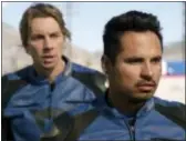  ?? PHOTO WARNER BROS VIA AP ?? This image released by Warner Bros. Pictures shows Michael Peña, foreground, and Dax Shepard in a scene from, “CHiPS.”