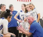  ?? Paul Augeri/For Hearst Connecticu­t Media ?? Coach Tim Kohs and the Mercy girls basketball team are ranked No. 5.