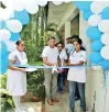  ??  ?? Dr Hiranya Wijesundar­a, Consultant Psychiatri­c at District Hospital Ampara cut the ribbon to open the Outdoor Therapeuti­c Play Area designated for children with autism