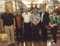  ??  ?? (Front row, from left) Wang Xu, Mohamed, Ling, Kim Shin,Yin Jianmin and Mary together with (back row, from left) Guo Yuan, Zainuddin, Zainal Abidin and Khoi Yun in a photo call prior to the dinner Saturday.