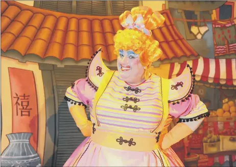  ??  ?? FAVOURITE DAME Jack Edwards as Widow Twankey at a previous pantomime launch of Aladdin at The Kings Theatre