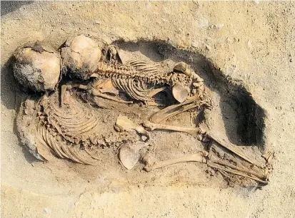  ??  ?? Die Analyse von über 140 menschlich­en Überresten in einem Massengrab der Chimú-Kultur lässt darauf schließen, dass Kinder zwischen fünf und 14 Jahren im Rahmen eines Rituals geopfert wurden.