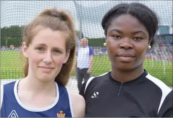  ??  ?? Marguerite Furlong of St. Mary’s (New Ross) with Lystus Ebosele (Coláiste Bríde, Enniscorth­y).