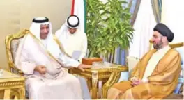  ??  ?? His Highness the Prime Minister Sheikh Jaber Al-Mubarak Al-Hamad Al-Sabah meets with the President of Iraq’s Islamic Supreme Council Ammar Al-Hakim.