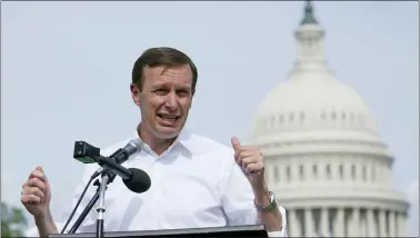  ?? THE ASSOCIATED PRESS ?? Sen. Chris Murphy, D-Conn., speaks during a rally near Capitol Hill in Washington, Friday, June 10, 2022, urging Congress to pass gun legislatio­n.