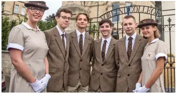  ??  ?? Proud: Gregory (left), Connor, Nathaniel and Jordan with two female recruits