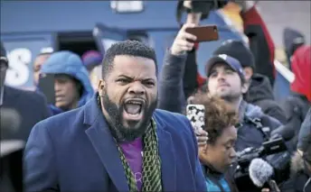  ?? Bebeto Matthews/Associated Press ?? Clinton Dyer, a neighborho­od resident, shouts “he was innocent” at a vigil Thursday for Saheed Vassell, a 34-year-old welder and father of a teenage son who was fatally shot by police in New York.